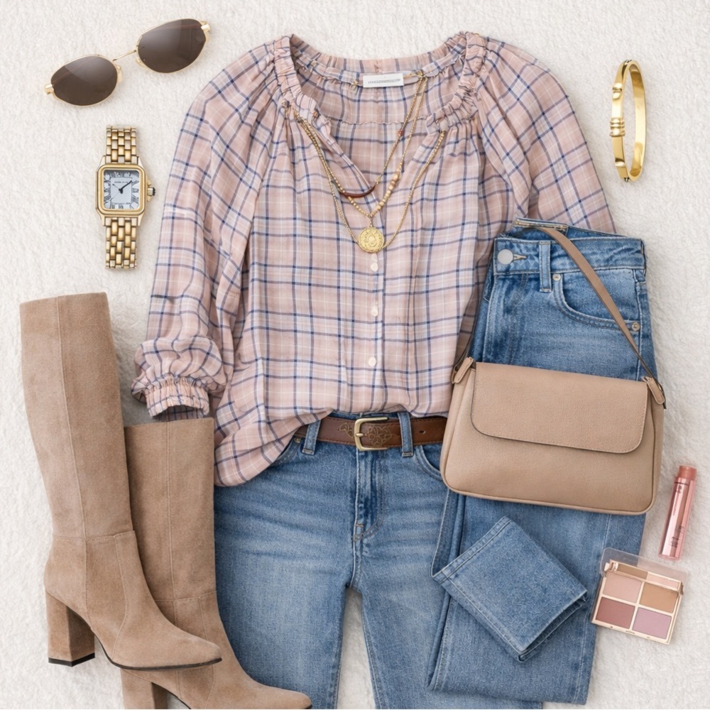 GAP Pink and Blue Plaid Button Down Shirt - Picture 3 of 10